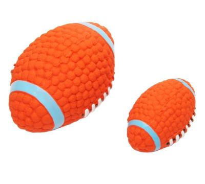 China Factory Direct Stocked Pet Toy Interactive Latex Rugby Sound Ball Teeth Dog Toy for sale