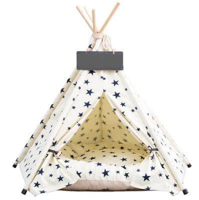 China Soft Toy Pet Cat Dog Rabbit Teepee With Cushion Portable Puppy Animals Cubs Bed Toy Tent for sale