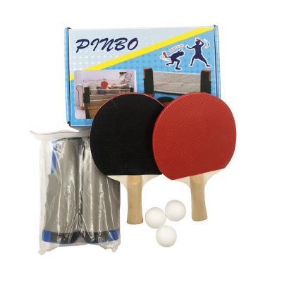 China +Wooden rubber new arrive products table tennis equipment ping pong paddle ball set ping pong bat set for sale