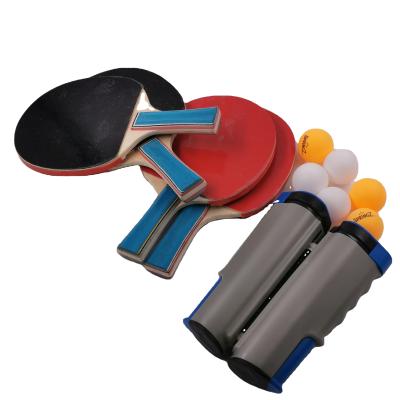 China Hot Selling Professional Wooden Table Tennis Net Rackets Set +Rubber Retractable Table Tennis Net Set for sale