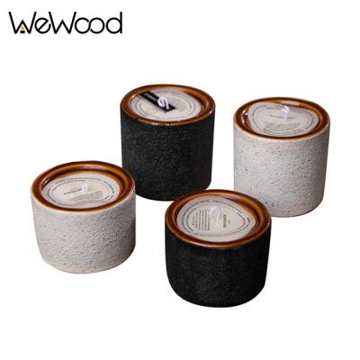 China Fashionalbe Custom Luxury Organic Granulated Concrete Ceramic Jar Aromatherapy Soy Candles for sale