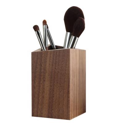 China Fashionalbe Creative Nordic Simple Desktop Makeup Pen Holder Personalized Oblique Wooden Brush Holder for sale