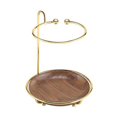 China Minimalist Multifunctional Home Decor Circular Desktop Storage Luxury Wooden Cosmetic Trays with Jewelry Holder for sale