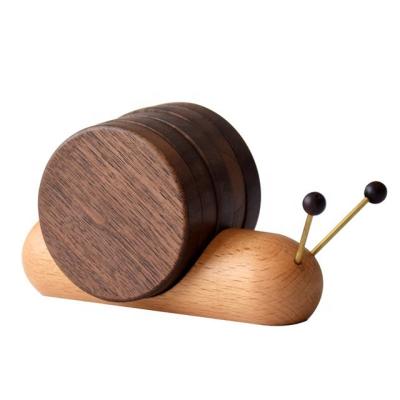 China Cute Unique Stocked Modern Animal Round Anti Slip Coffee Cup Wooden Decorative Tea Coasters For Drink for sale