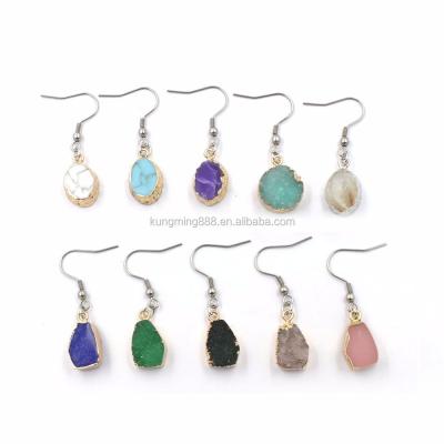 China 2017 Fashion Drop High Shiny Polished Natural Drusilla Stone Earring Colorful With High Quality For Women for sale