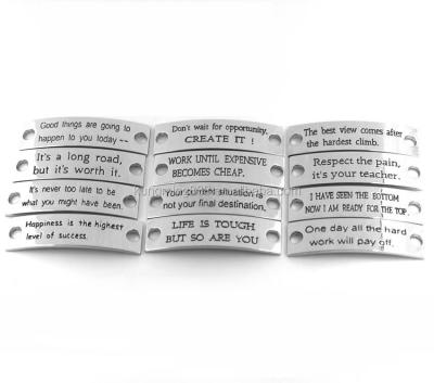 China FASHIONABLE Leather Bracelets Custom Engrave Inspirational Bracelet Made Words Logo With Engraved Metal Plates for sale