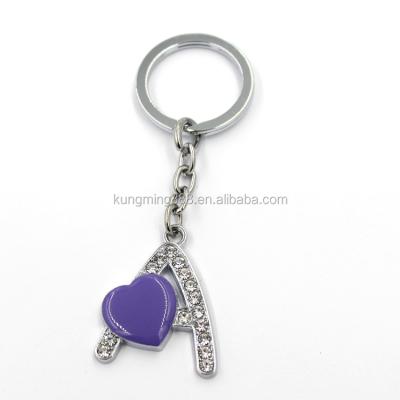 China Fashion Elegant Jewelry Crystal Letter Words Enamel Heart Key Chain Wholesale for sale