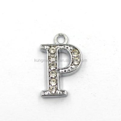 China Elegant Jewelry Sterling Silver Monogram Pendant Crystal Initial Pendant Letter P Alphabet Charm for sale