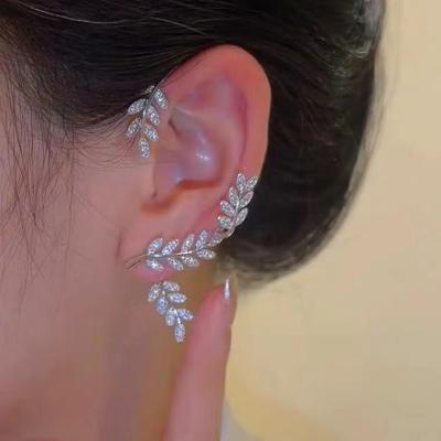 China FASHIONABLE Glittering CZ Leaf Ear Cuff Daily Wearing Earrings Cuff For Women for sale