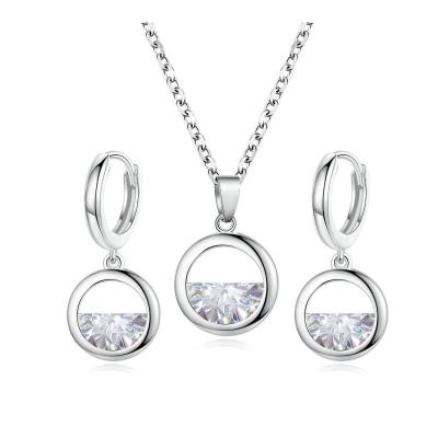 China 2020 FASHIONABLE new style Zircon Crystal Round Necklace Earring Jewelry set for women for sale