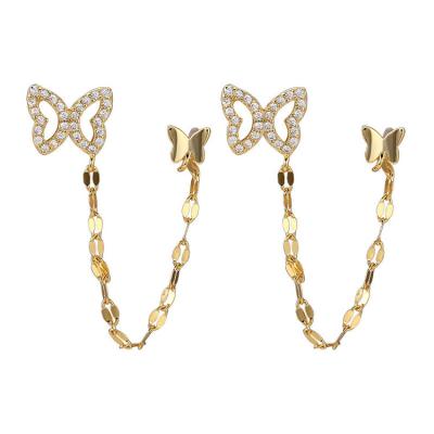 China TRENDY Wholesale 925 Sterling Silver Double Butterfly Stud Earrings For Women for sale