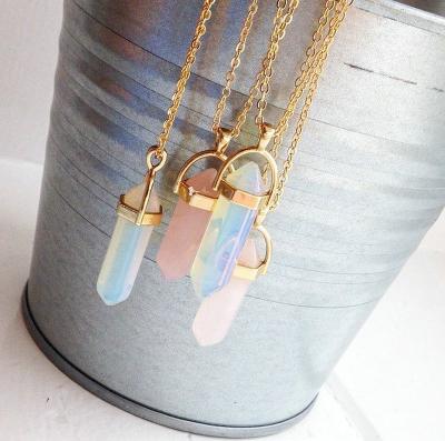 China Wholesale Trendy Fashion Natural Quartz Crystal Stone Women Multi Color Necklace for sale