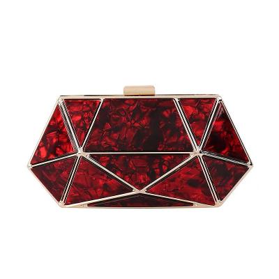 China Prom Marble Party Women Evening Clutches Purse Acrylic Irregular Quilting Acrylic Clutch Bag With Chain for sale