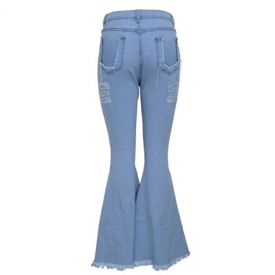 China 2020 Hot Sale Denim Rockets Bell Bottom Comfortable Stretch Skinny Ripped Jeans Women Breathable Stylish for sale