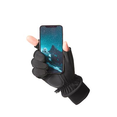 China Warm Waterproof Outdoor Riding Mittens Two-Finger Touch Screen Plus Cashmere Mittens for sale