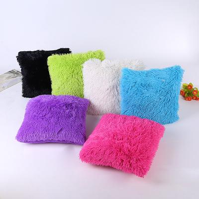 China Durable Solid Soft Plush Faux Fur Fluffy Cushion Covers Tile Cover Case For Sofa Car Chair Hotel Home Decoration for sale