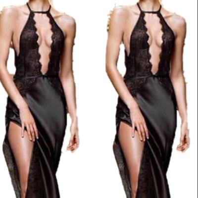 China QUICK DRY Sexy Black Lace Women Pajamas Onesie Fashion Sexy Nightdress for sale