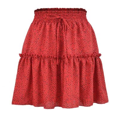 China Breathable Southeast Asian Preppy Print Pleated Polka Dot Skirt Of High-waisted Skirts Chiffon Full Skirt for sale