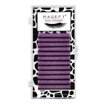 China Natural Soft/Stunning/Magefy Soft Silk Lashes Easy To Use Easy Fan Mink Purple Eyelash Extension Wholesale 0.03 0.05 0.07 Volume False Eyelashes Whips Extension for sale