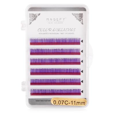 China Natural Soft/Stunning Soft Silk Lashes/Multi Colored Individual Color Easy To Use Lash Wholesale Colorful Lashes Magefy Eyelash Extension Rainbow Extension for sale