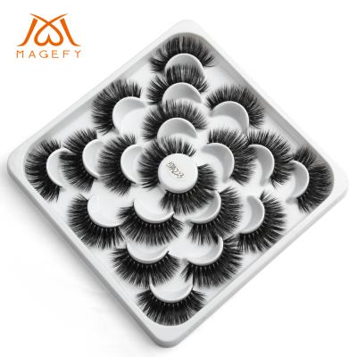 China Long MAGEFY Natural Mink Eyelashes Fluffy Thick 5D 25MM Custom Made Fluffy Curly 5D Mink Eyelashes for sale