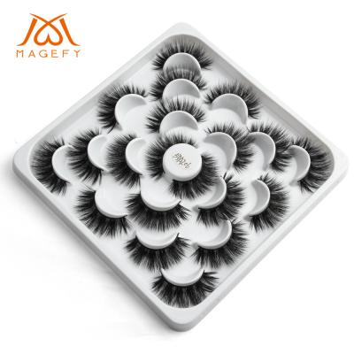 China MAGEFY 25MM 5D Mink Eyelashes Lashes 3D Custom Russian Fake Mink Eyelashes Long Natural Fluffy Wholesale Seller for sale