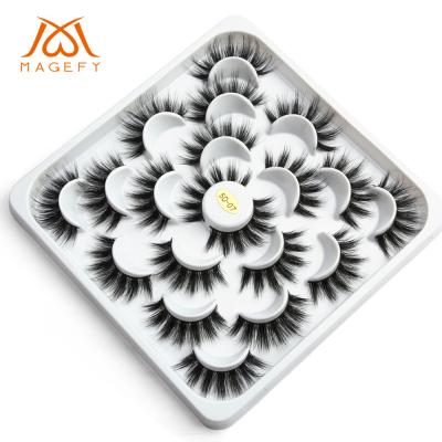 China Long MAGEFY Natural Mink Eyelashes Wholesale 5D 25MM Mink Eyelash Packaging Box Custom for sale