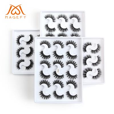 China MAGEFY 25MM 8D Mink Eyelashes Long Natural Full Strip Eyelashes Custom Dramatic Fluffy Mink Eyelashes for sale