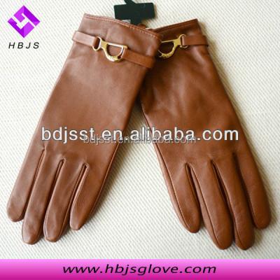 China Wholesale Fashion Simple Light Brown Lady Leather Gloves Leather Gloves for sale