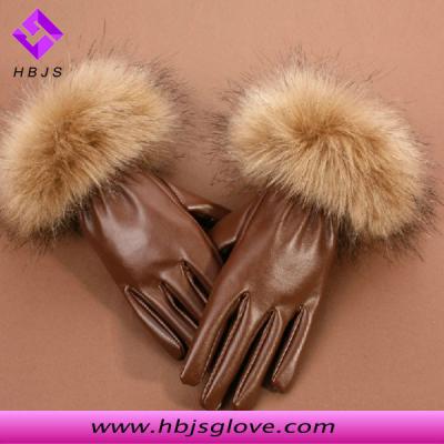 China Rabbit fur factory wholesale many color leather gloves with fur for sale