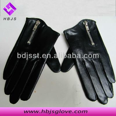 China Wholesale Black Zipper Lady Driving Leather Gloves With Zipper for sale