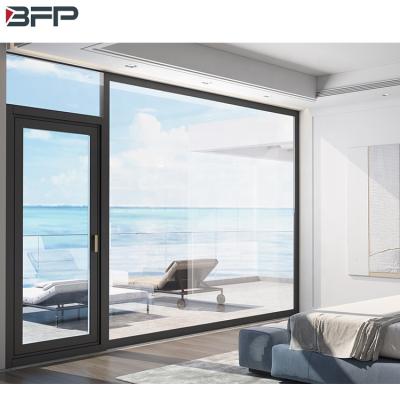 China Sound Insulation BFP AS2047 Double Tempered Glass Aluminum Casement Door Balcony Exterior Interior Door for sale