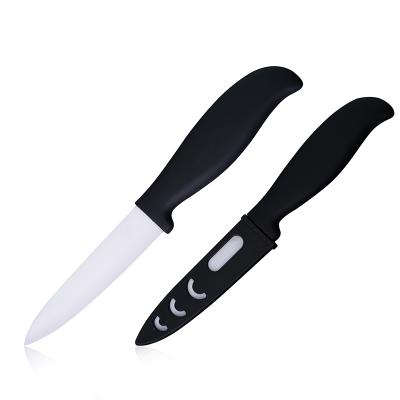 China Viable 4 Inch Fruit Blade Black White 3 Handle Covers Ceramic Knife Set Kitchen Knife for sale