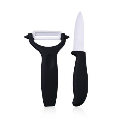 China Sustainable Hot Amazon Kitchen Instruments Tools 2 PCS Slicing Knife Ceramic Knives Black Ceramic Knife Set With Peeler for sale