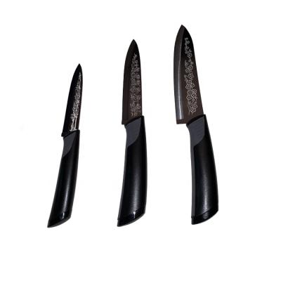 China Sustainable 3PCS Kitchen Knife Black Ceramic Blade Printing Zirconia Ceramic Knives for sale