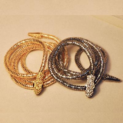 China Hiphop Sculptural Snake Clavicle Wholesale Retro Alloy Size Personalized Long Chain Diamond Silver Gold Necklaces Men Women Jewelry for sale