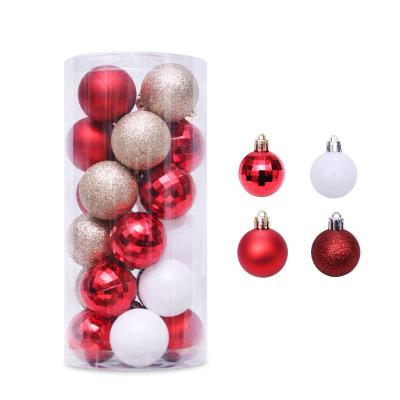 China Luxury Balls 24pcs Sublimation Indoor Red Christmas Ornament 4cm Light Christmas Tree Ornaments Set and Hanging Christmas Tree Christmas Decorations & for sale