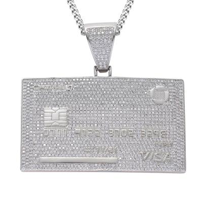 China New Full Hiphop Hip Hop Outlet Credit Card Charm Iced Out Gold Silver Pendant Necklace for sale