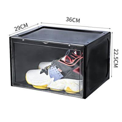 China Advertising Plastic Basketball Shoe Storage Sneaker Display Custom Stackable Transparent Magnetic Acrylic Shoe Box Giant Clear Shoe Box for sale