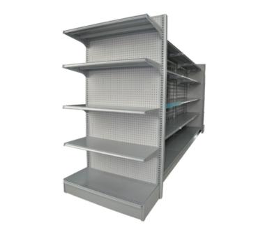 China Double-sided and single side rack fruit metal gondola double-sided display rack for sale