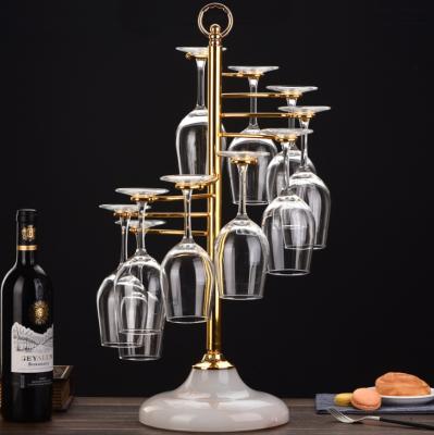 China Eco-friendly Bar Kitchen Cup Holder Glass Wine Rack Countertop Goblet Display Stand Hanging Drinking Glasses Racks for sale