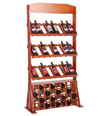 China Customized Eco-friendly Wooden Beer Bottle Holder Floor Liquor Wine Display Stand Buyer 1 for sale