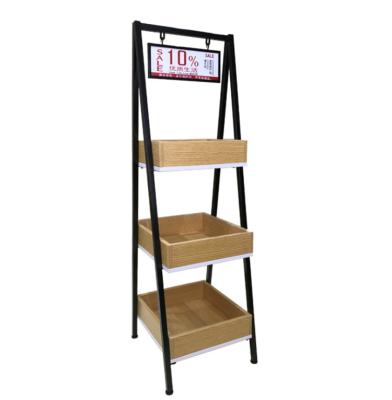 China Promotional Chinese Manufacturer Sells Wooden And Metal Display Racks For Supermarket Shelves Customizable for sale