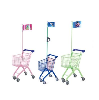 China Unfolding Children 17L Metal Shopping Mall Trolley Mini Kids Trolley Shopping Trolleys for sale