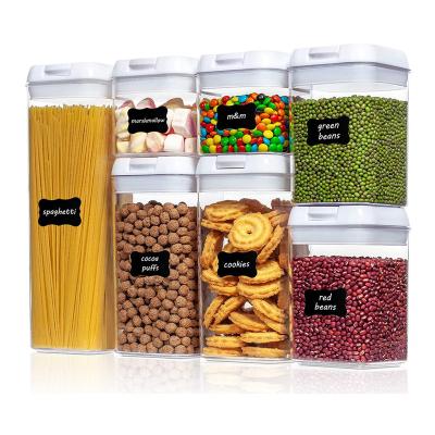 China Freshness Preservation 7 Pack Airtight Clear Plastic Dry Food Storage Container Set With Lid For Cereal Snack Kitchen And Pantry for sale