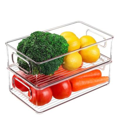 China Stackable Freshness Keeping Clear PET Kitchen Food Fridge Organizer And Storage for sale