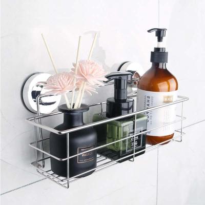 China Wall Mounted Type Non Drilling Anti Rust Basket Shelf Stainless Steel Shower Trolley In Bathroom for sale