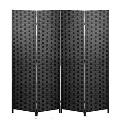 China Mesh Woven Design Room Wood Panel Installment 4 Partition Portable Screen Divider Easy Folding Screen Dividers For Home for sale