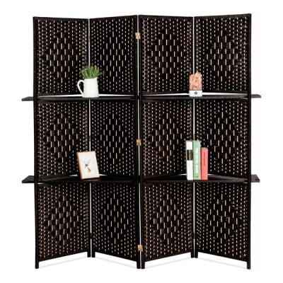 China Easy Installment Folding Room Dividers 4/6 Fold Rattan Screen With Two Plates Privacy Screen Panel For Church Office Home Studio for sale