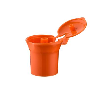 China Non Spill Orange Customized Plastic Bottle Cap 18/410 20/410 Flip Top Cap for sale